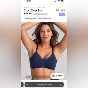 Honeylove blue crossover bra